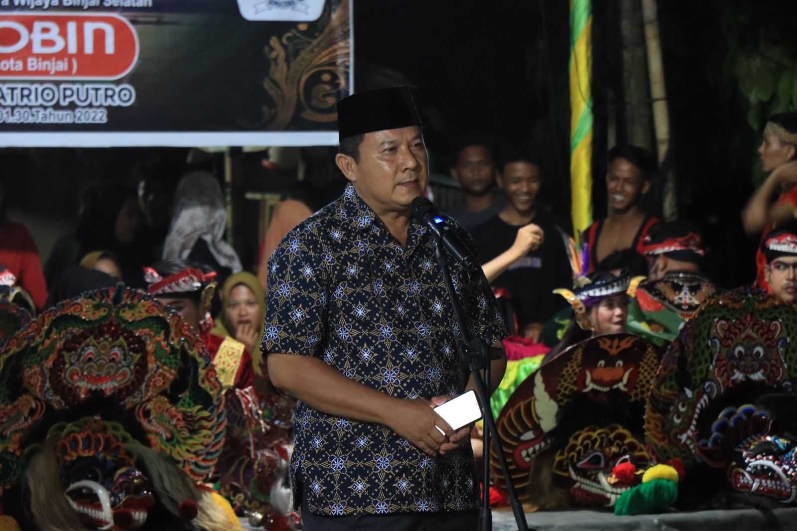 Staf ahli Wali Kota Binjai Harimin Tarigan hadiri Ulang Tahun Sanggar Seni Budaya Wahyu Satrio Putra.