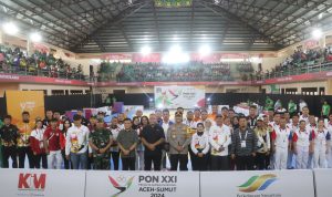 Kapolres Langkat AKBP David Triyo Prasojo, SH, SIK M.Si, Hadiri Pembukaan Pekan Olahraga Nasional (PON) XXI Aceh-Sumut di GOR(Gedung Olahraga) Manunggal Langkat Berseri, Kabupaten Langkat