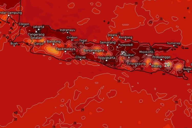Pulau Jawa Memerah, Suhu Panas Ekstrem Melanda Beberapa Kota