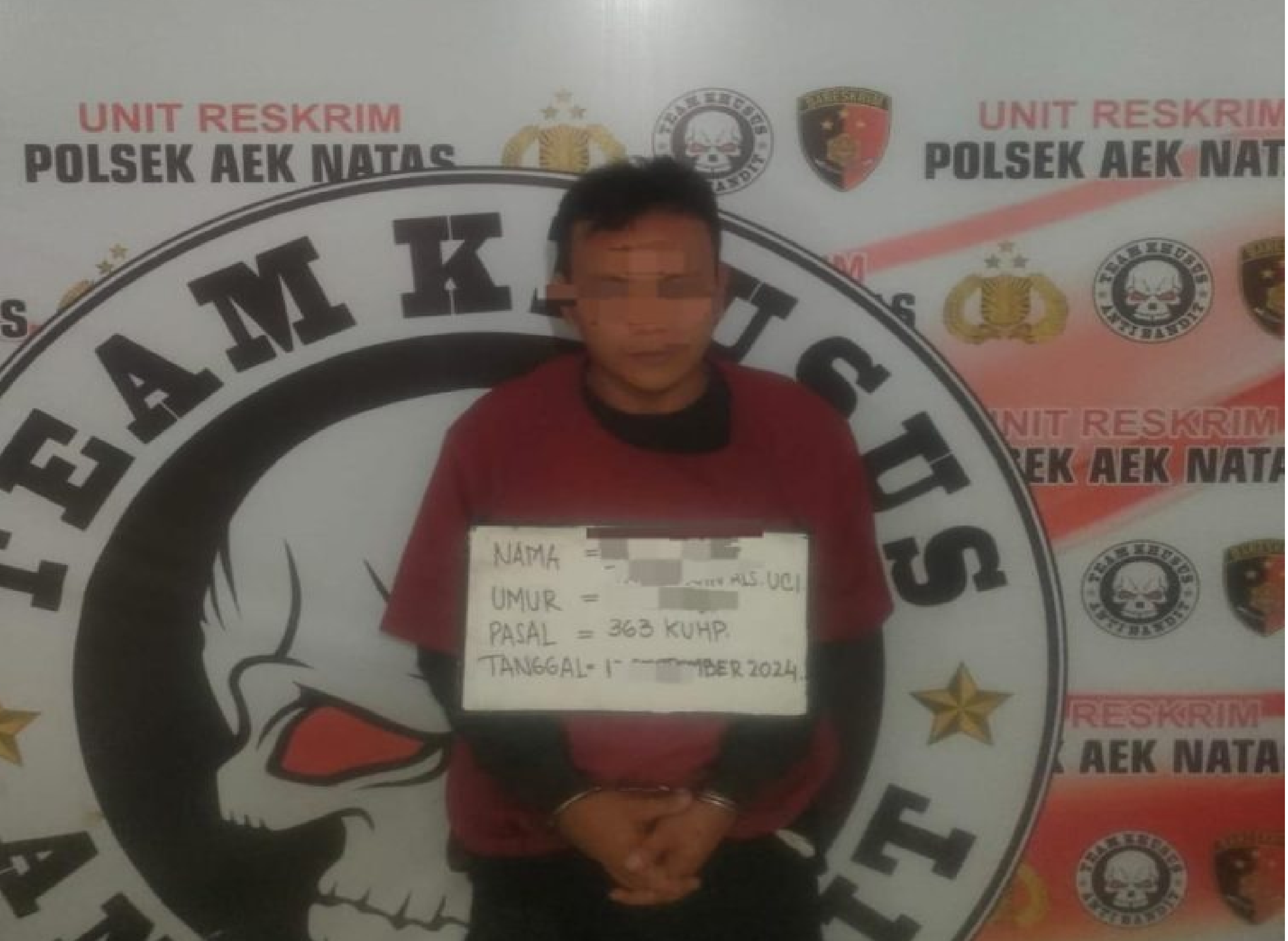 Pelaku yang diamankan petugas kepolisian.(Istimewa).