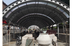 Lokasi pembangunan Meja/stand Pasar Akik Sukaramai Medan mendekati rampung. BP/erwan