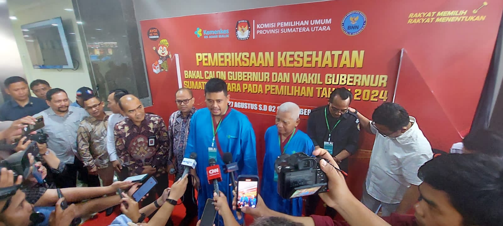 Bakal Calon Gubernur Sumut Bobby-Surya tes kesehatan.(Istimewa)