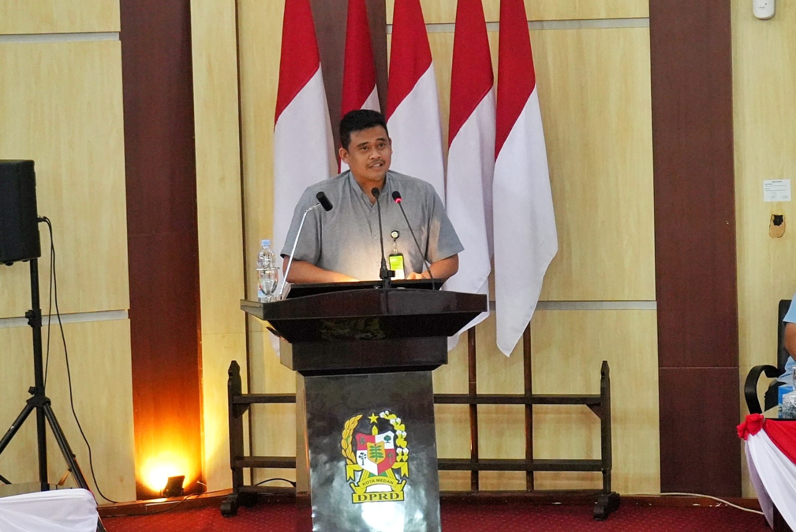 Wali Kota Mddan Bobby Nasution saat menyampaikan sambutannya. BP/erwan