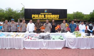 Kapolda Sumut Irjen Pol Whisnu memaparkan pengungkapan kasus narkotika.(Istimewa).