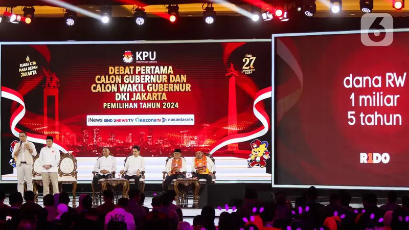 Debat pertama Pilkada Jakarta 2024 di JIExpo, Kemayoran, Jakarta pada (6/10/2024). BP/L6