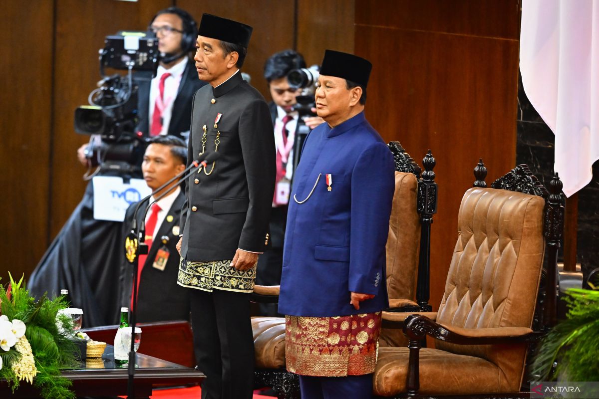 Foto pelantikan Presiden Terpilih Prabowo Subianto, BP/ANTR.