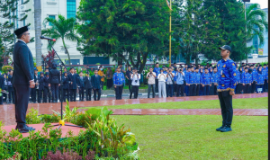 Upacara peringatan hari Kesaktian Pancasila berlangsung khidmat di Balai Kota Medan, Selasa (1/10/2024). BP/erwan