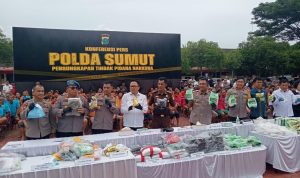 Kapolda Sumut memaparkan pengungkapan kasus penyalahgunaan narkoba.(Istimewa).