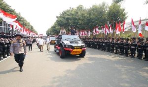 Kapolri melakukan inspeksi kesiapan pasukan untuk pengamanan pelantikan Presiden dan Wakil Presiden 2024-2029, BP/PLN.