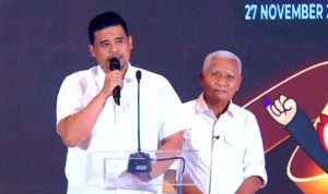 Paslon nomor satu pasangan calon gubernur Bobby Nasution dan calon wakil gubernur Surya, BP/CNN.
