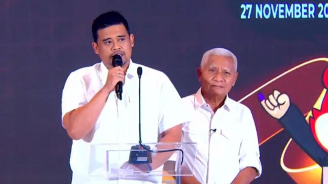 Paslon nomor satu pasangan calon gubernur Bobby Nasution dan calon wakil gubernur Surya, BP/CNN.
