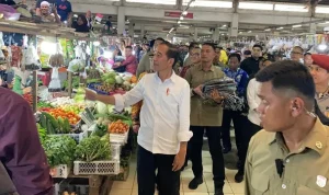 Jokowi saat berkunjung ke Pasar Sadgam Adji Dilayas Berau, Kalimantan Timur Pada (26/9), BP/MC