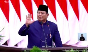 Presiden Prabowo Subianto memberikan sambutan usai pengambilan sumpah jabatan presiden, BP. CNBC.