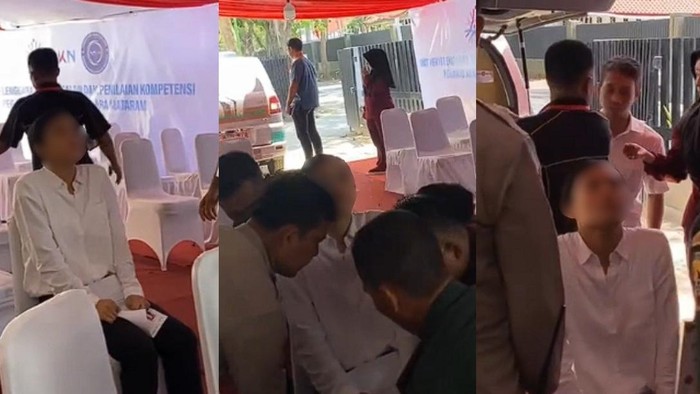 Sebuah video yang memperlihatkan seorang peserta tes Calon Pegawai Negeri Sipil (CPNS) mendadak kaku di kursinya saat ujian berlangsung