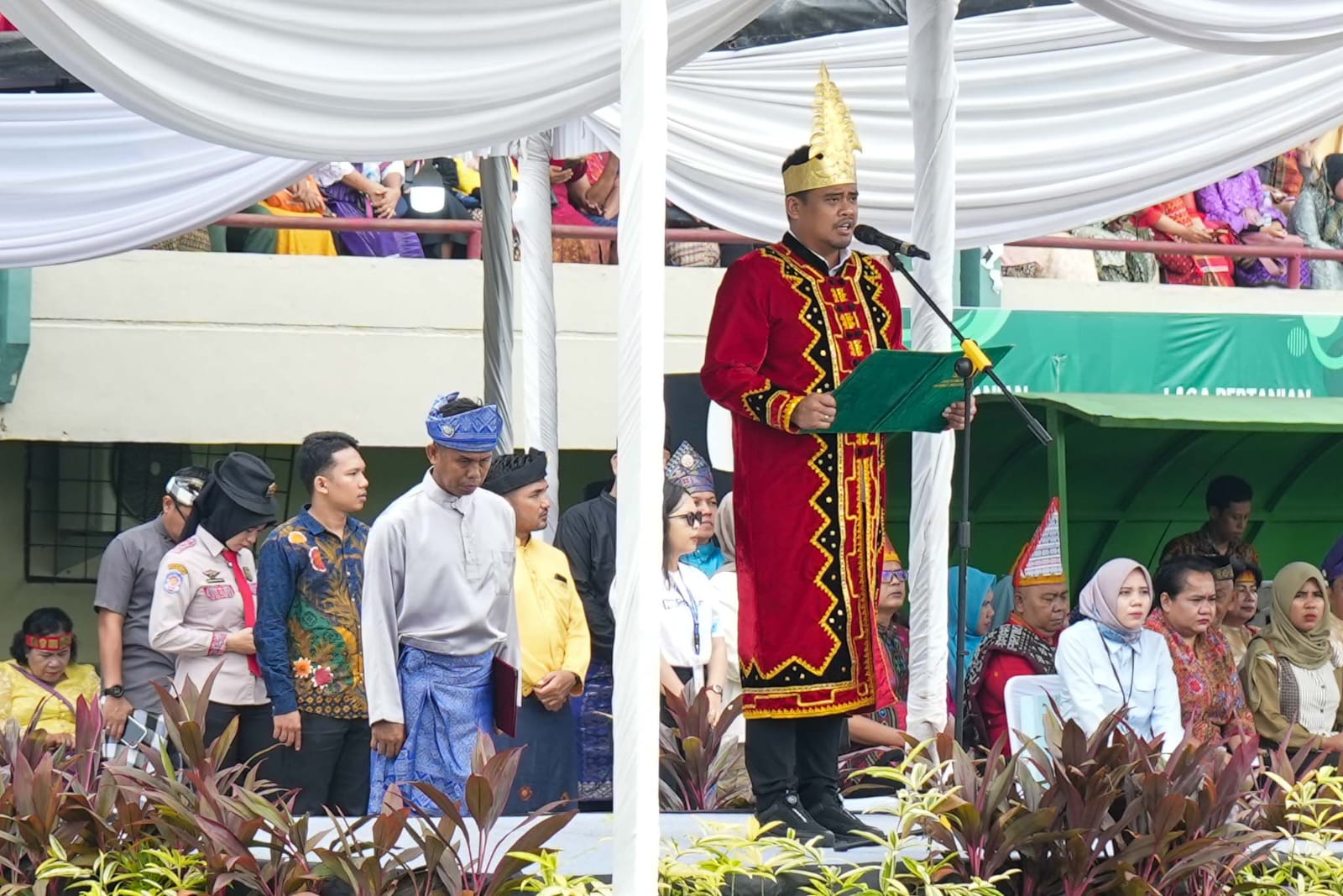 Wali Kota Medan Bobby Nasution saat menyampaikan sambutan. BP/erwan