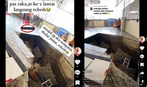 Lantai Masjid Amblas Saat Shalat Jumat di J City Medan, Dua Jemaah Luka Ringan