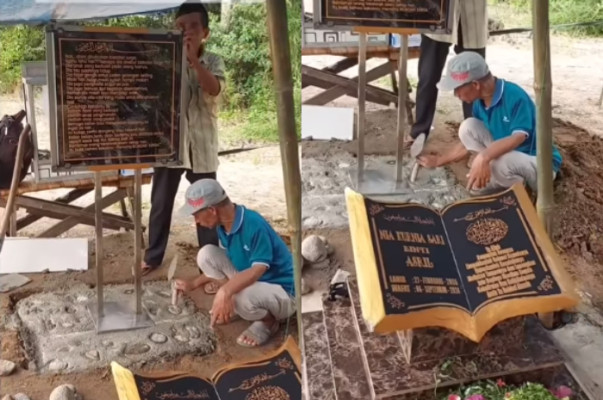 Pemasangan Prasasti di Makam Nia Kurnia Sari Jadi Sorotan Netizen