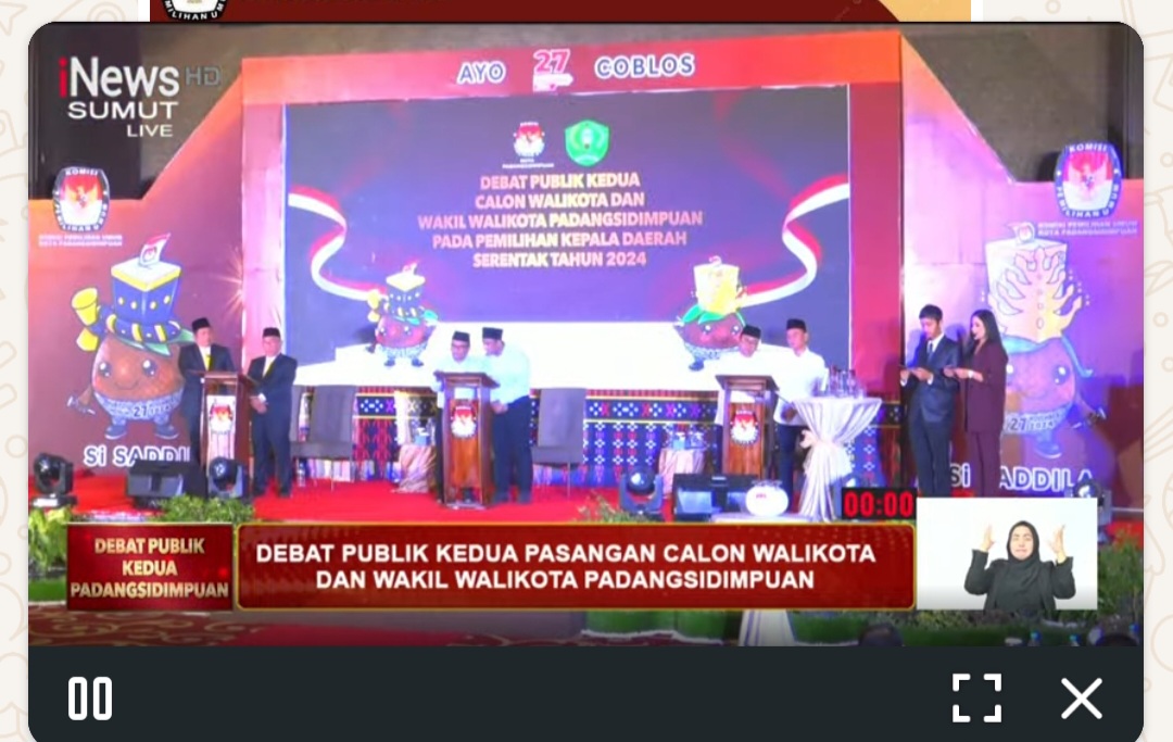 KPU Gelar Debat Kedua Paslon Wali Kota dan Wakil Wali Kota Padangsidimpuan