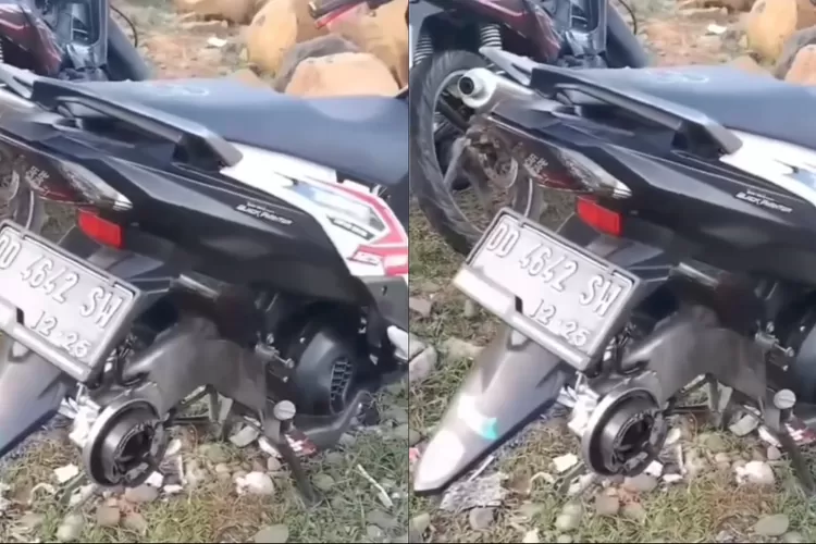 Viral! Ban dan Knalpot Motor Dicuri di Pantai Belakang Stadion Barombong