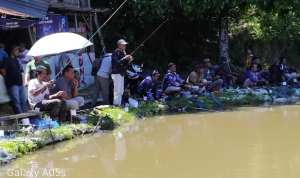 Tampak para pemancing serius mengikuti lomba pancing gembira bersama Letnan-Levi di Kolam Pancing Telaga Permai Gg Damai, Minggu (3/11-24). Foto : BP/Ist