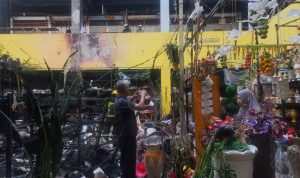 Sebagian lokasi Taman 4 Pasar Pusat Pasar Medan yang terbakar. BP/erwan