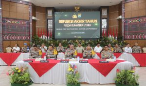 Teks foto : Kapolda Sumut, Irjen Pol Whisnu didampingi Wakapolda Sumut, Brigjen Rony dan PJU Polda Sumut.(Istimewa).