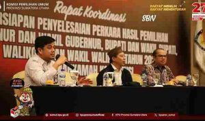 Ketua KPU Sumut memberikan sambutan dalam kegiatan rakor.(Istimewa)