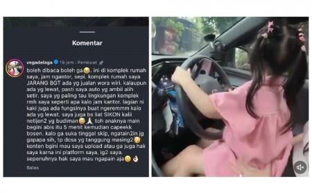 Video Selebgram Vega Delaga Biarkan Anak Mengemudi Mobil, Warganet Geram!