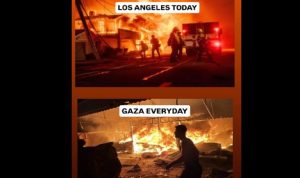 perbandingan luas kebakaran los angeles dan gaza yang dihancurkan israel