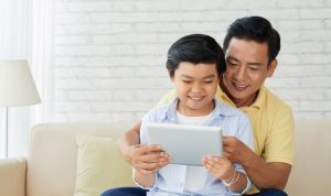 Ilustrasi ayah dan anak.