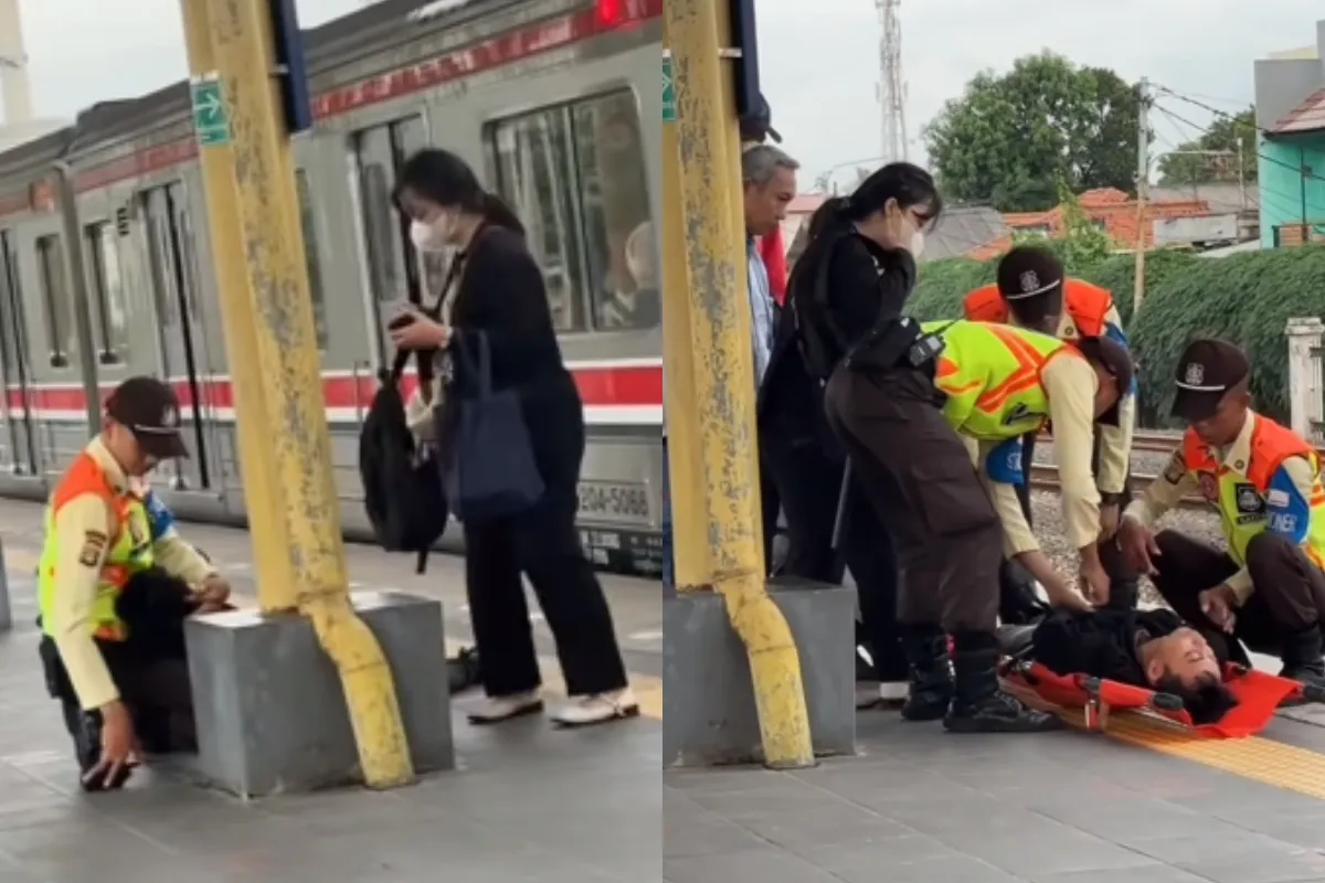 Aksi Heroik Satpam KRL di Stasiun Kranji Viral, Bantu Penumpang Pingsan