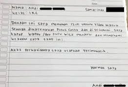 Bocah SMP Buat Surat Izin ke Guru Karena Putus Cinta, Viral di Media Sosial