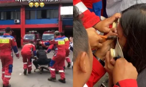 Insiden Lucu! Wanita Tindik Hidung Tersangkut di Kursi, Petugas Damkar Sigap Membantu