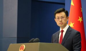 Juru Bicara Kementerian Luar Negeri Guo Jiakun dalam konferensi pers di Beijing