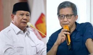 PILPRES 2029 - Kolase Foto Prabowo Subianto (kiri) dan Rocky Gerung (kanan).