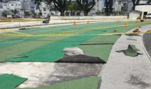 Jalur Joging di Lapangan Merdeka Rusak, Diduga Sengaja Dirusak