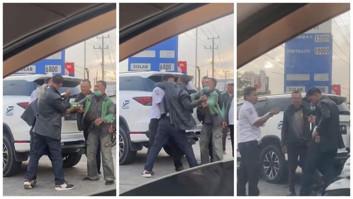 Viral! Pria Berjaket Hitam Tusuk Kondektur Bus Damri di SPBU