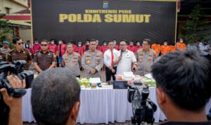 Kapolda Sumut Irjen Whisnu ketika memimpin kegiatan konferensi pers dan tidak mengundang media.(Istimewa)