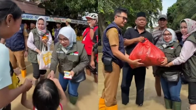 Istri Wali Kota Bekasi, Wiwiek Hargono, Turun Langsung Temui Korban Banjir