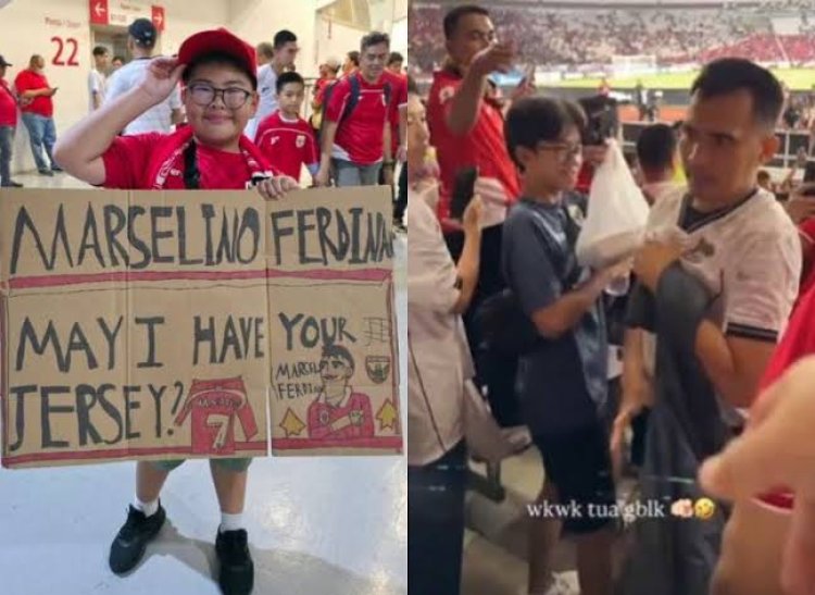 Viral Jersey Marselino Ferdinan untuk Fans Cilik Dibawa Kabur Penonton Lain