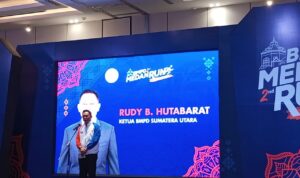 Rudy Brando Hutabarat saat perss conference BMPD Medan RUN 2025 di Menara Bank Mandiri, di Medan.(harianbatakpos.com).