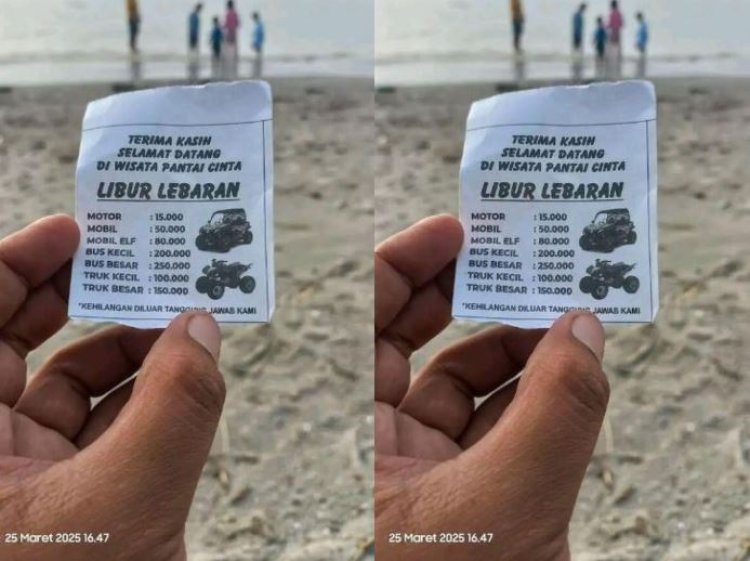 iral! Karcis Parkir di Wisata Pantai Cinta Tuai Pro Kontra, Parkir Mahal dan Tak Ada Jaminan Keamanan
