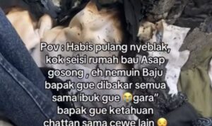 sejumlah Baju dibakar ibunya gegara suaminya diduga chattan dengan wanita lain (kompas.com)