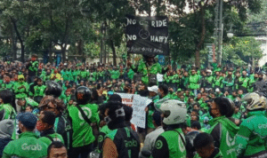 Ilustrasi. Demonstrasi pengemudi ojek online (kompas.com)