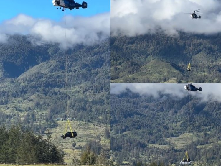 Helikopter Angkut Mobil Mewah ke Puncak Ilaga Papua, Netizen (lambeturah.co.id)