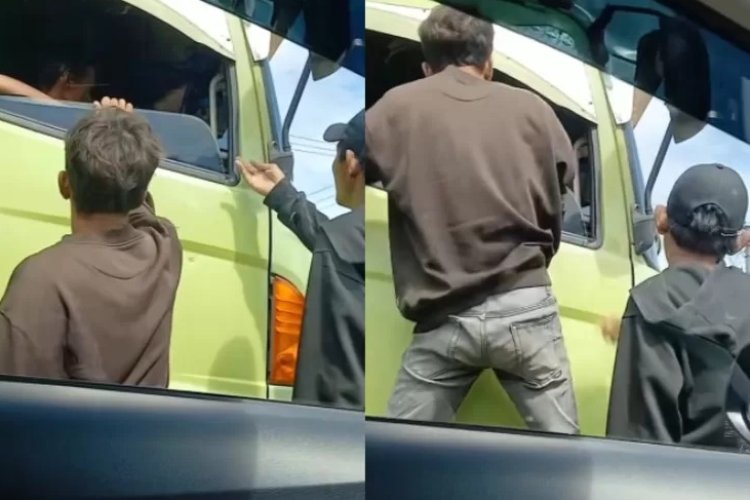 Aksi Pemalakan Sopir Truk di Lampu Merah Musi 2 Palembang Terekam Kamera (lambeturah.co.id