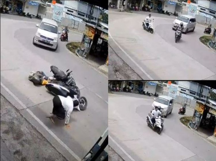 Detik-Detik Ibu Gendong Anak Tertabrak Motor di Tikungan, Terekam CCTV (lambeturah.co.id)