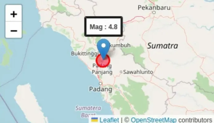 Gempa Magnitudo 4,8 Guncang Padang Panjang, Sumbar