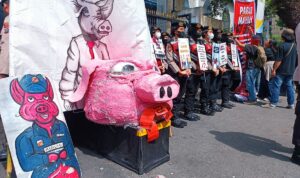 Replika Kepala Babi di Depan DPRD Sumut, Buruh Serukan Kesejahteraan di Hari Buruh Internasiona