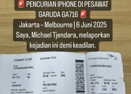 Penumpang Pesawat Rute Melbourne Kehilangan iPhone (Lambeturah.co.id)